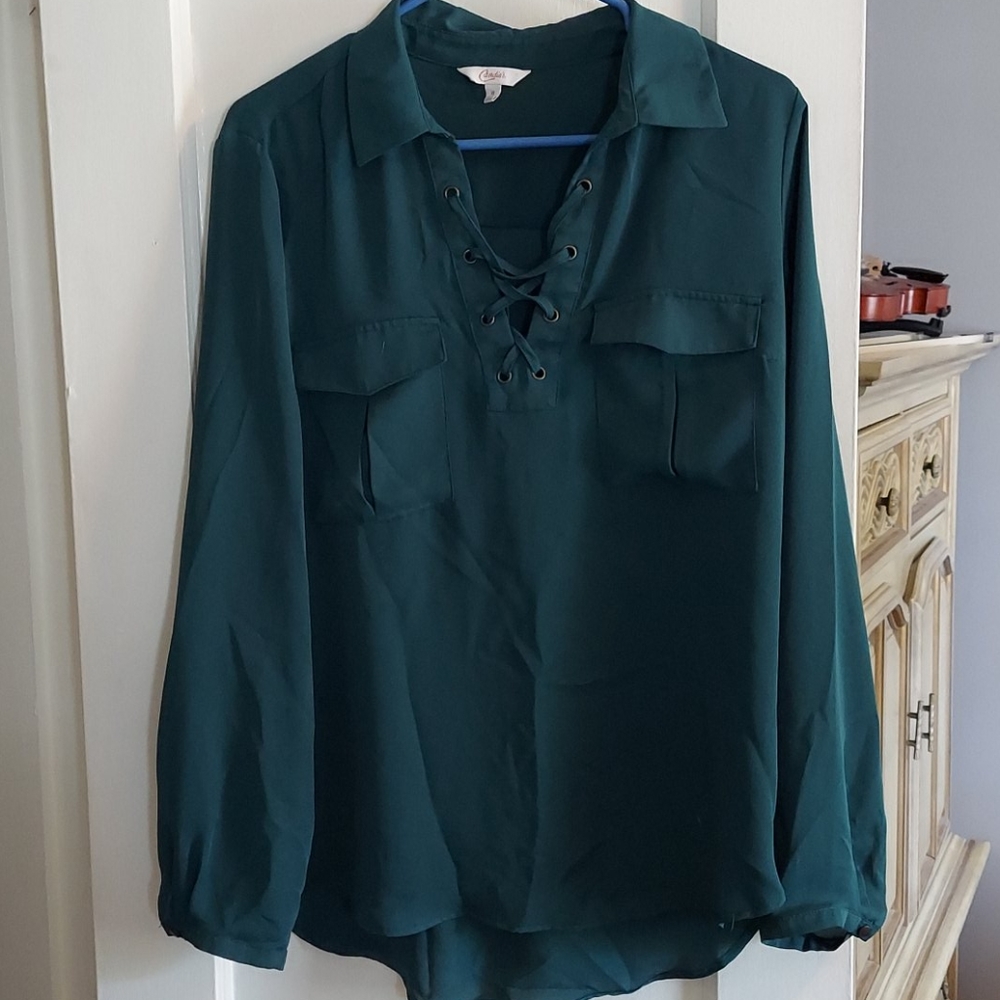 Green blouse great for business casual
